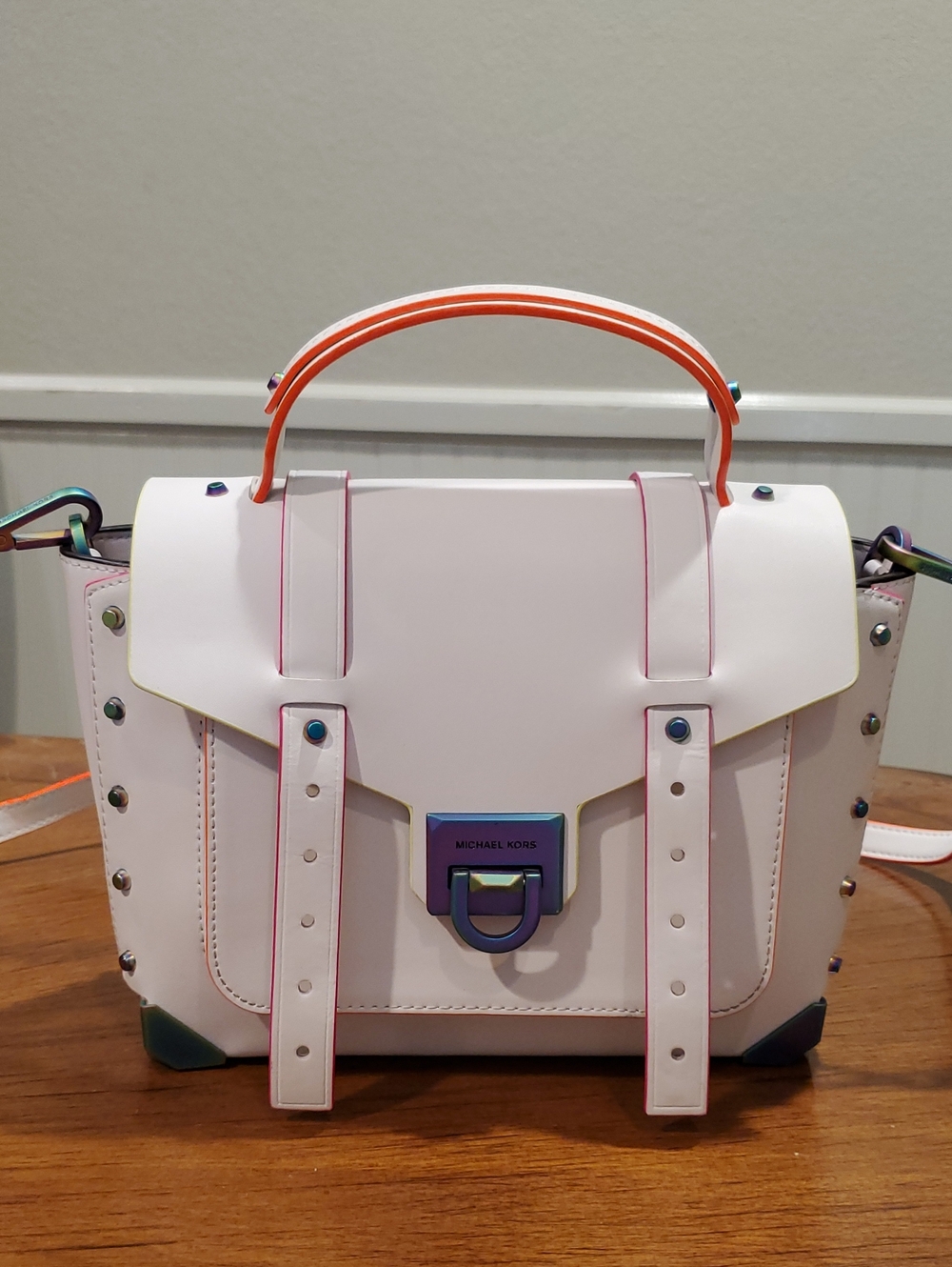 Michael Kors Neon Manhattan Bag Oil Slick Hardware